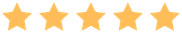 Five gold stars representing a five-star patient review rating.